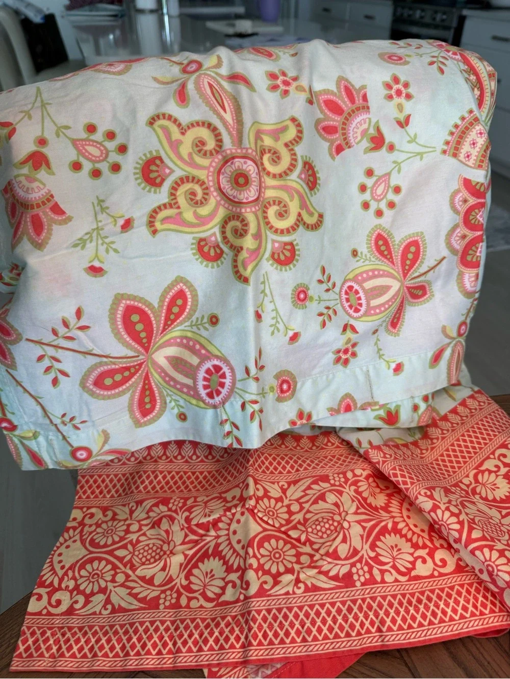 Floral Paisley Shower Curtain in Aqua and Coral